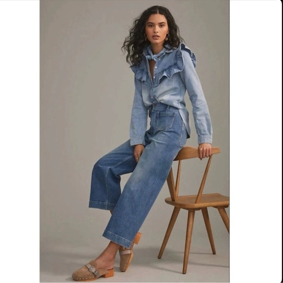 Anthropologie Pilcro The Skipper Wide-Leg Cropped Jeans Petite 25 - Picture 5 of 14